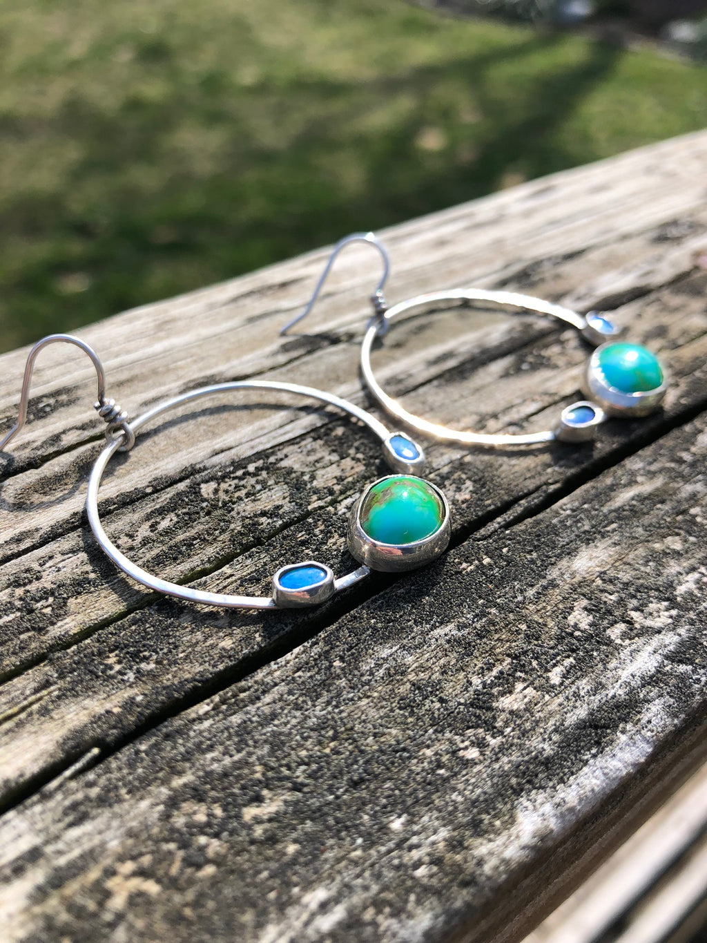 Stone Hoops (Opal and Sonoran Gold Turquoise)
