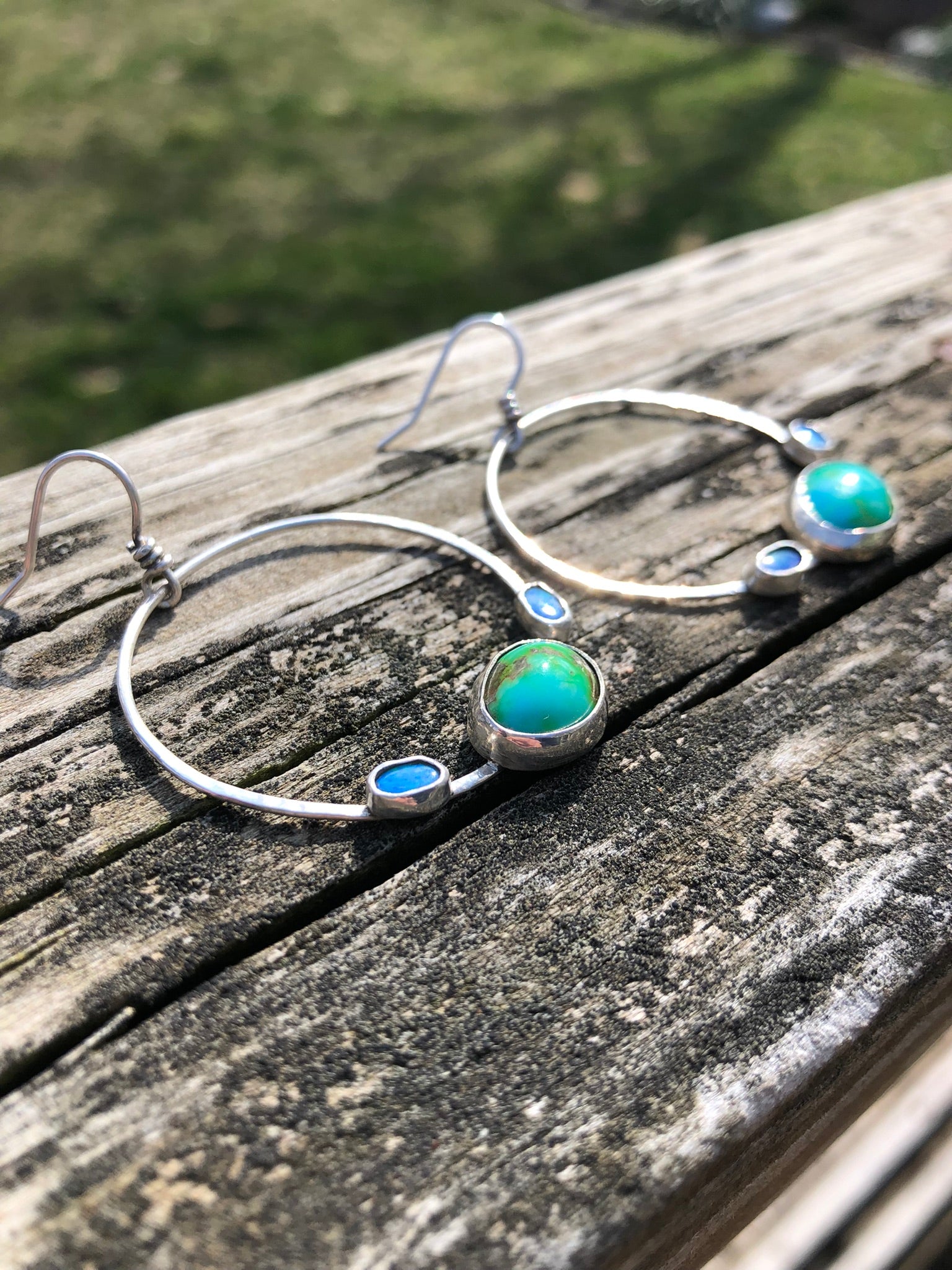 Stone Hoops (Opal and Sonoran Gold Turquoise)