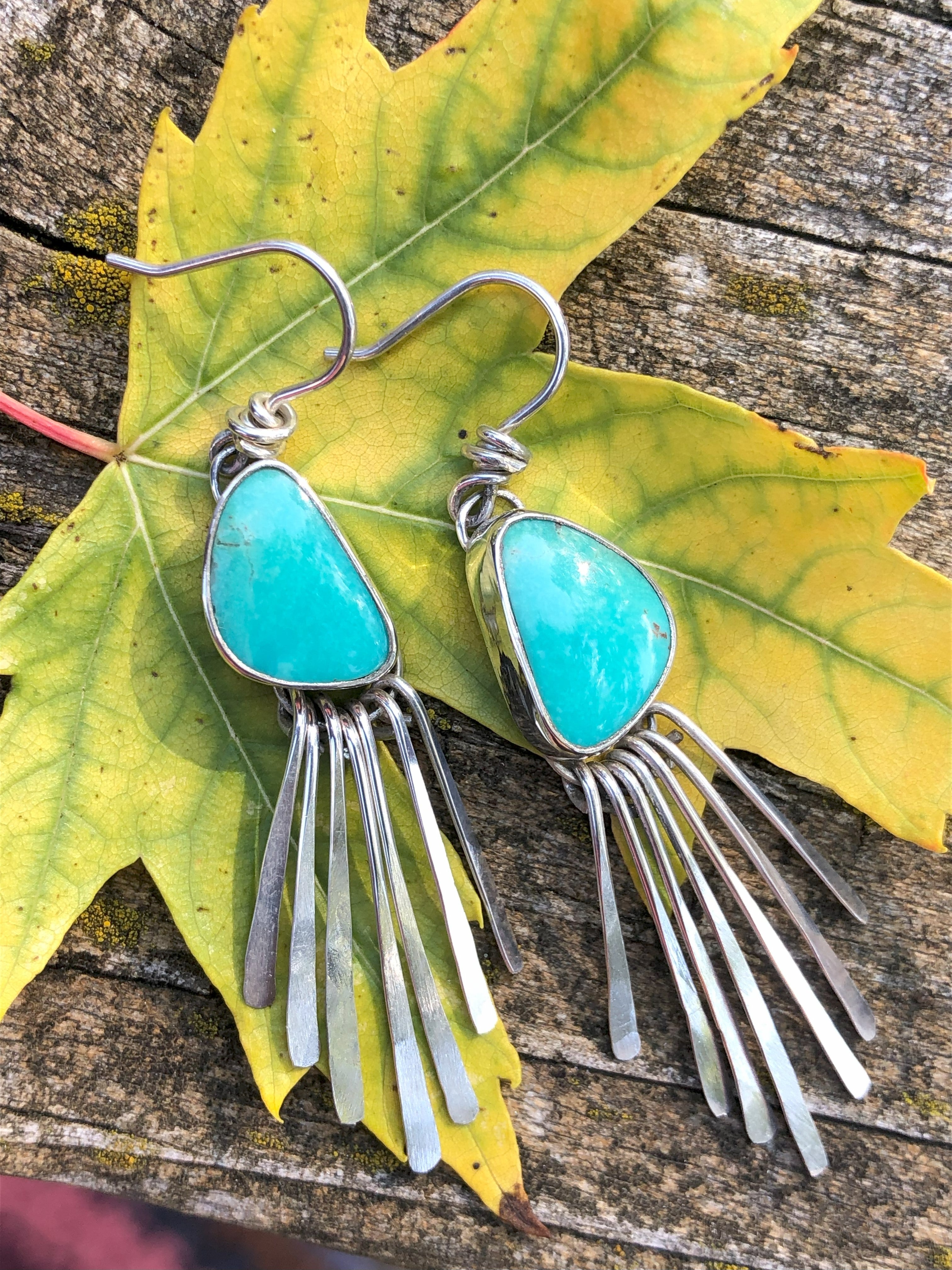 Stone & Fringe Dangles (Kingman Turquoise)
