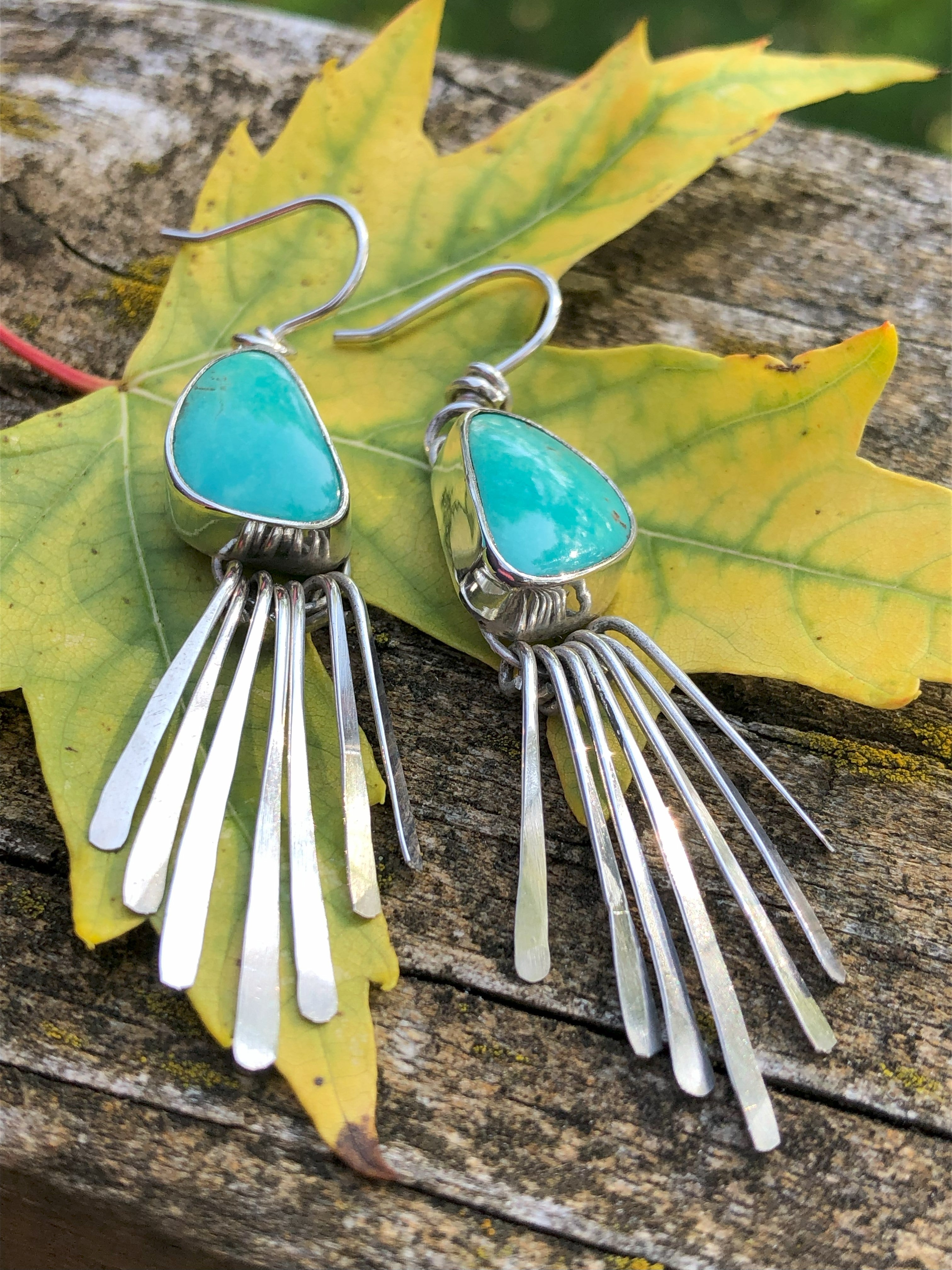 Stone & Fringe Dangles (Kingman Turquoise)