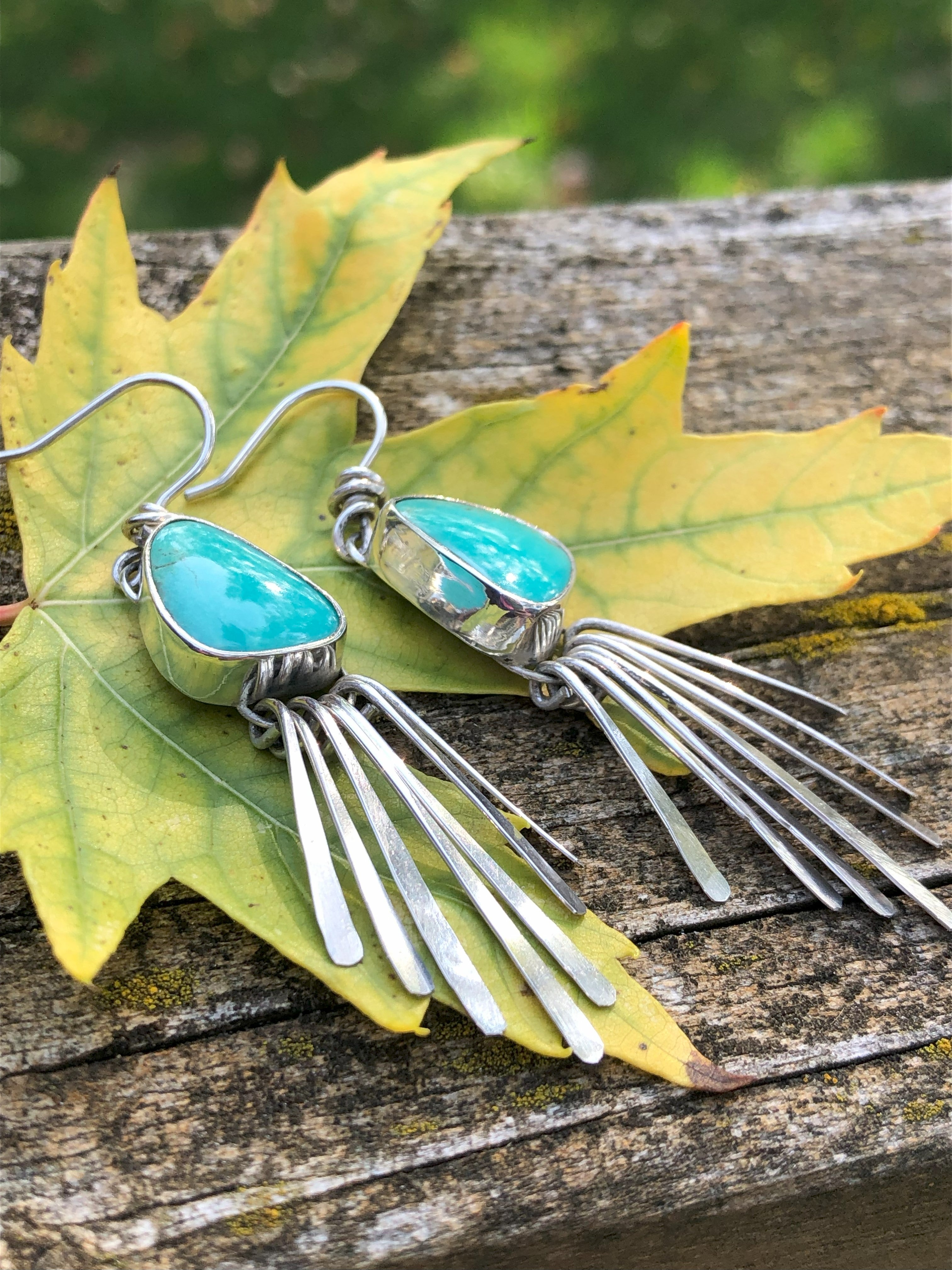 Stone & Fringe Dangles (Kingman Turquoise)