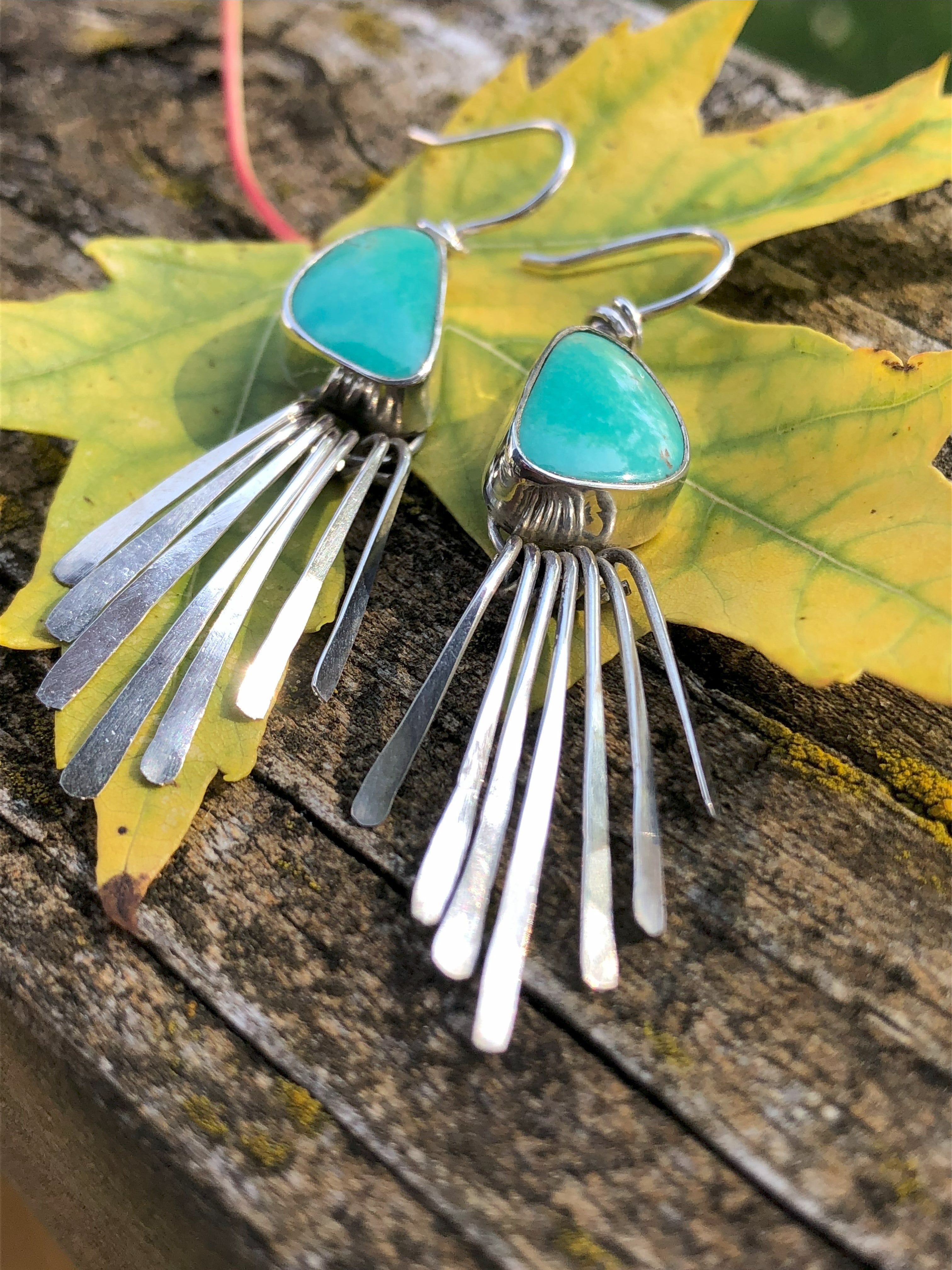 Stone & Fringe Dangles (Kingman Turquoise)