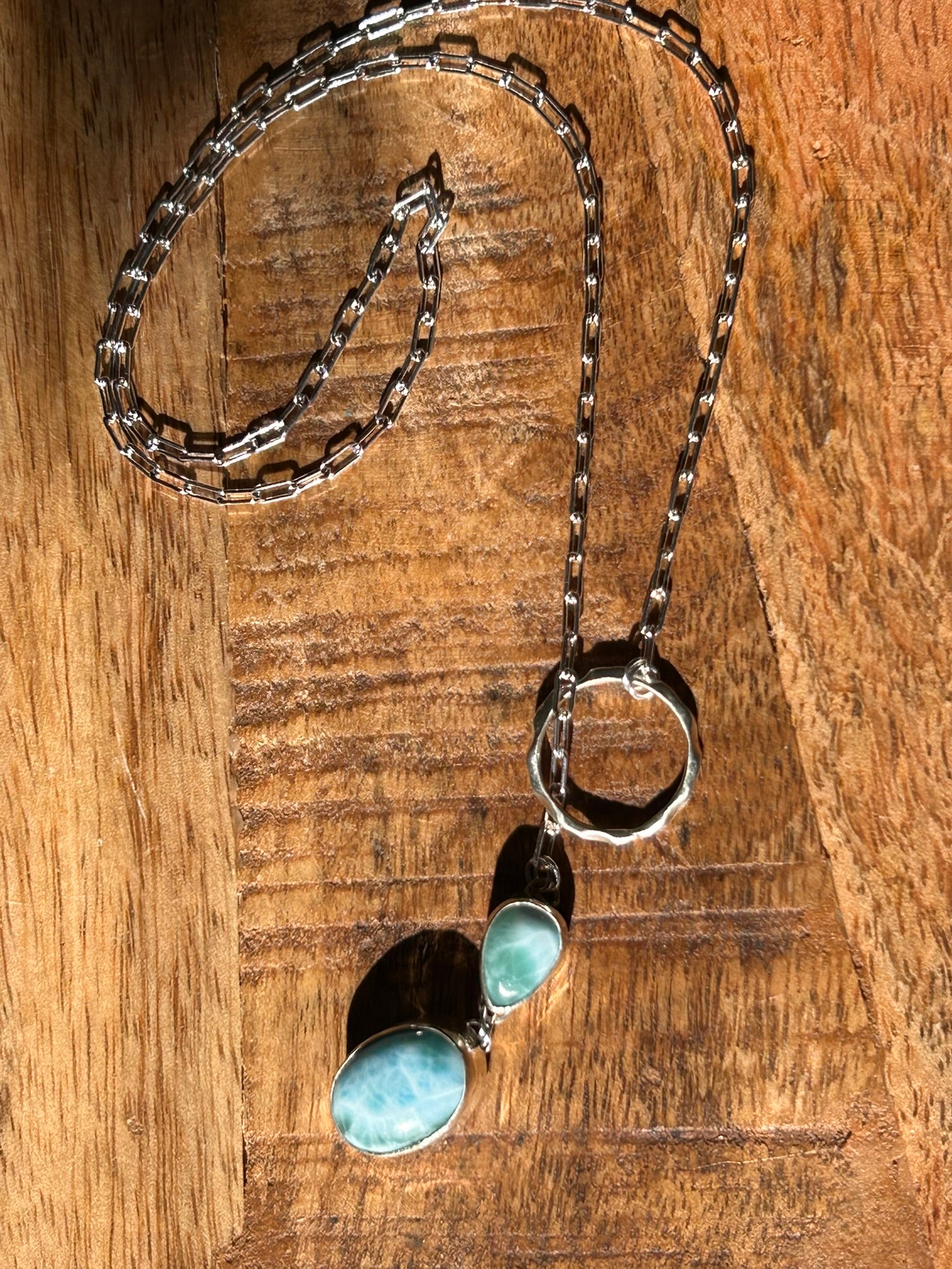 Pendant Toggle 18" Paperclip Chain Necklace (Larimar)