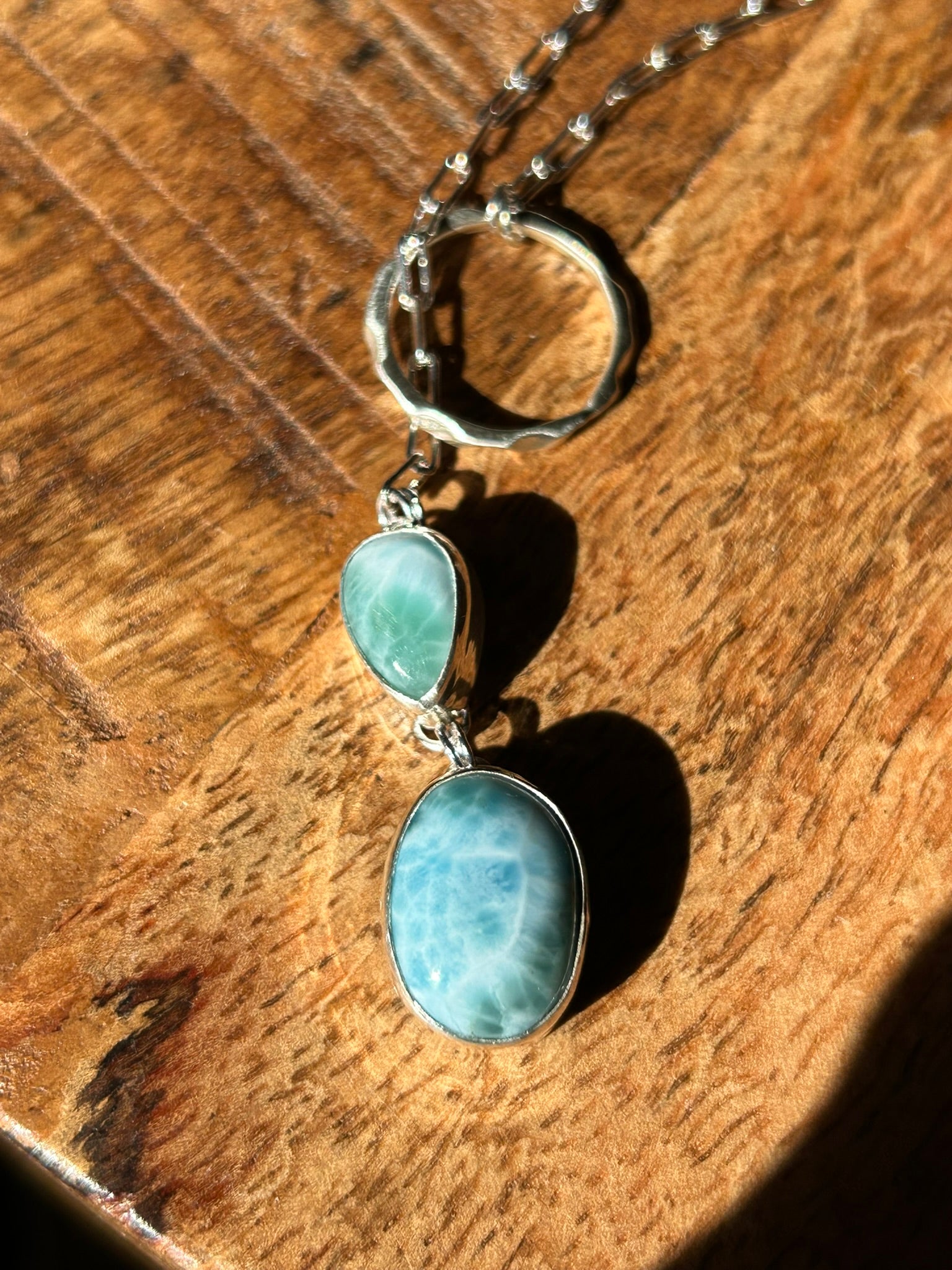 Pendant Toggle 18" Paperclip Chain Necklace (Larimar)