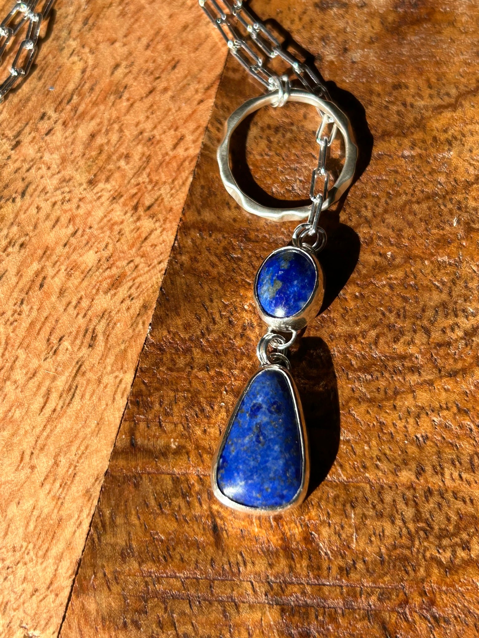Pendant Toggle 18" Paperclip Chain Necklace (Lapis Lazuli)