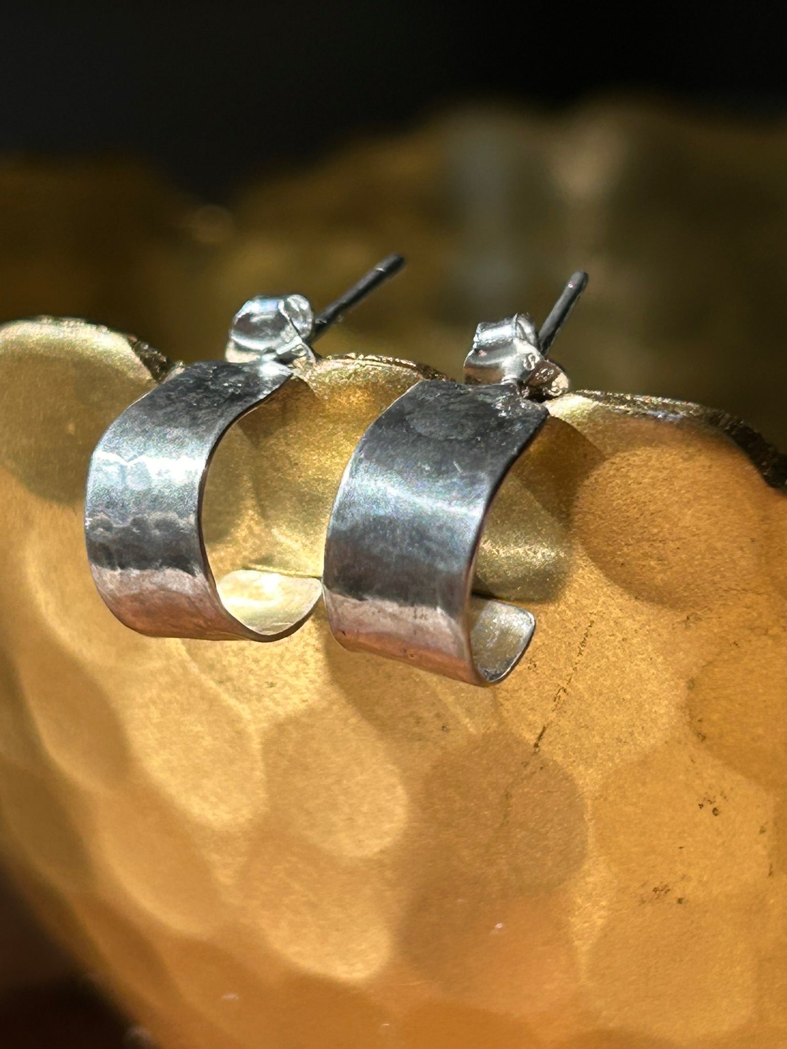 Hammered Huggie Hoops