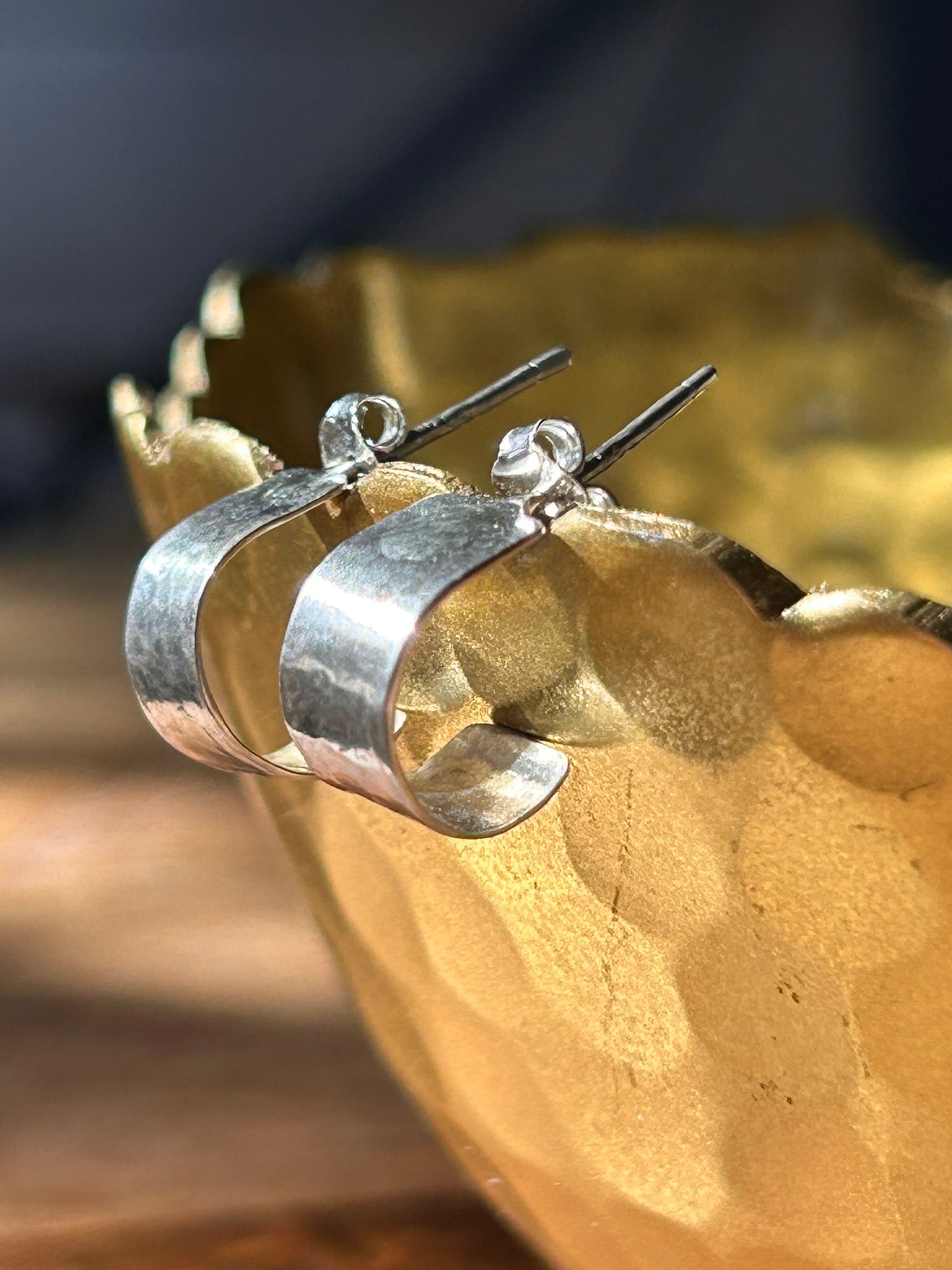 Hammered Huggie Hoops