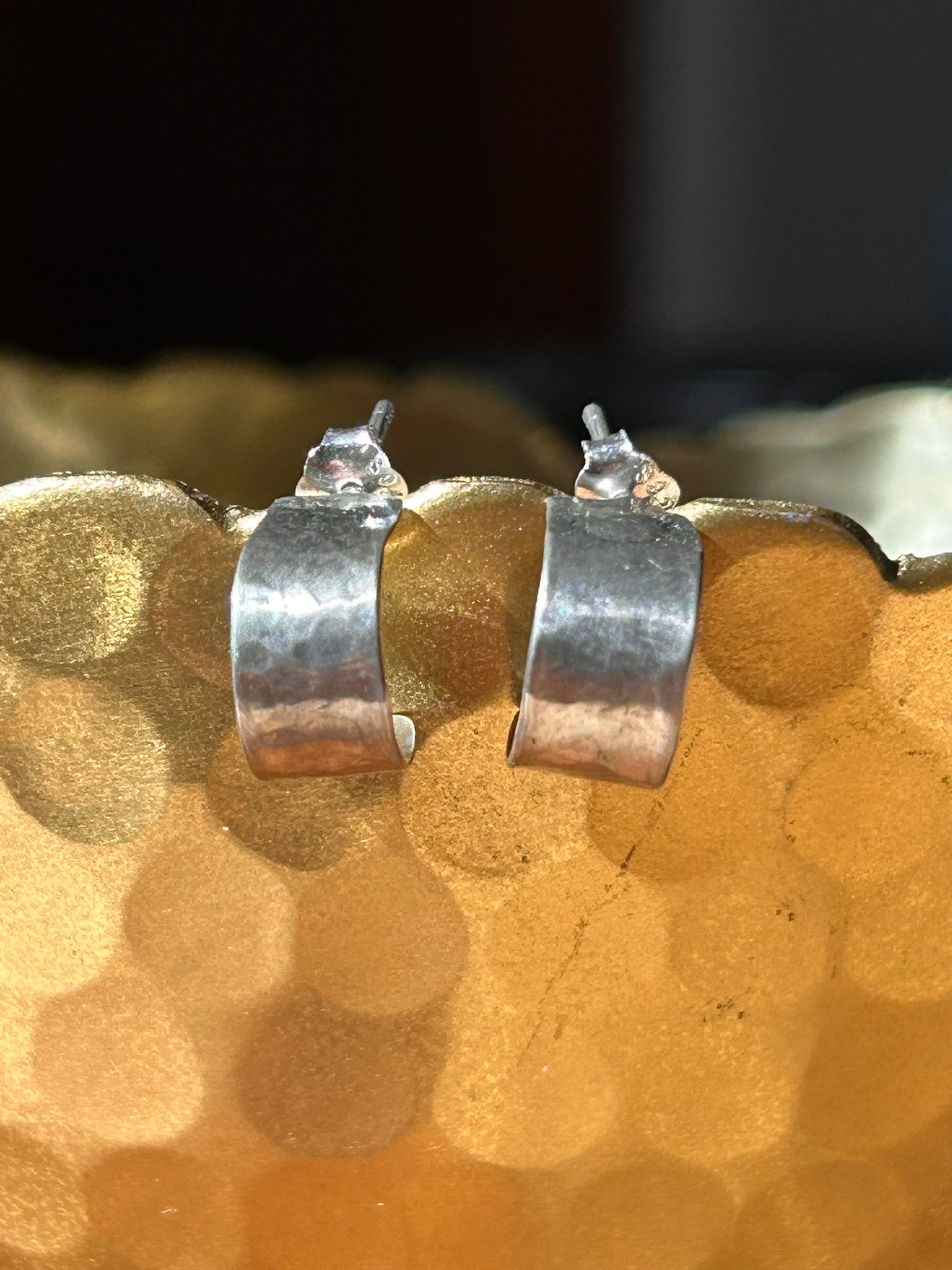 Hammered Huggie Hoops
