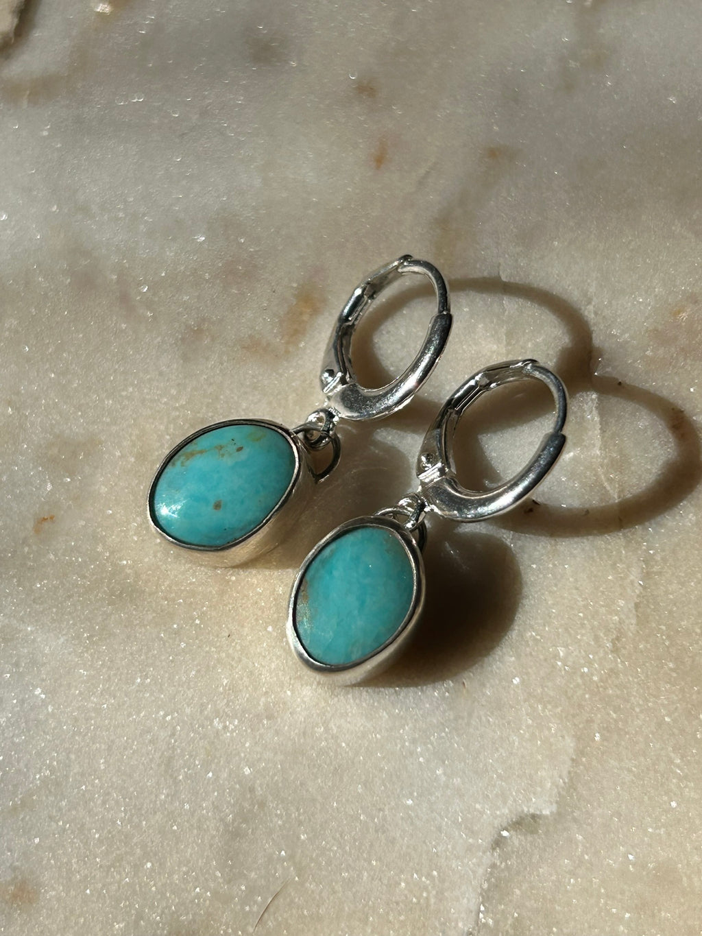 Pendant Stone Hoops (Kingman Turquoise)