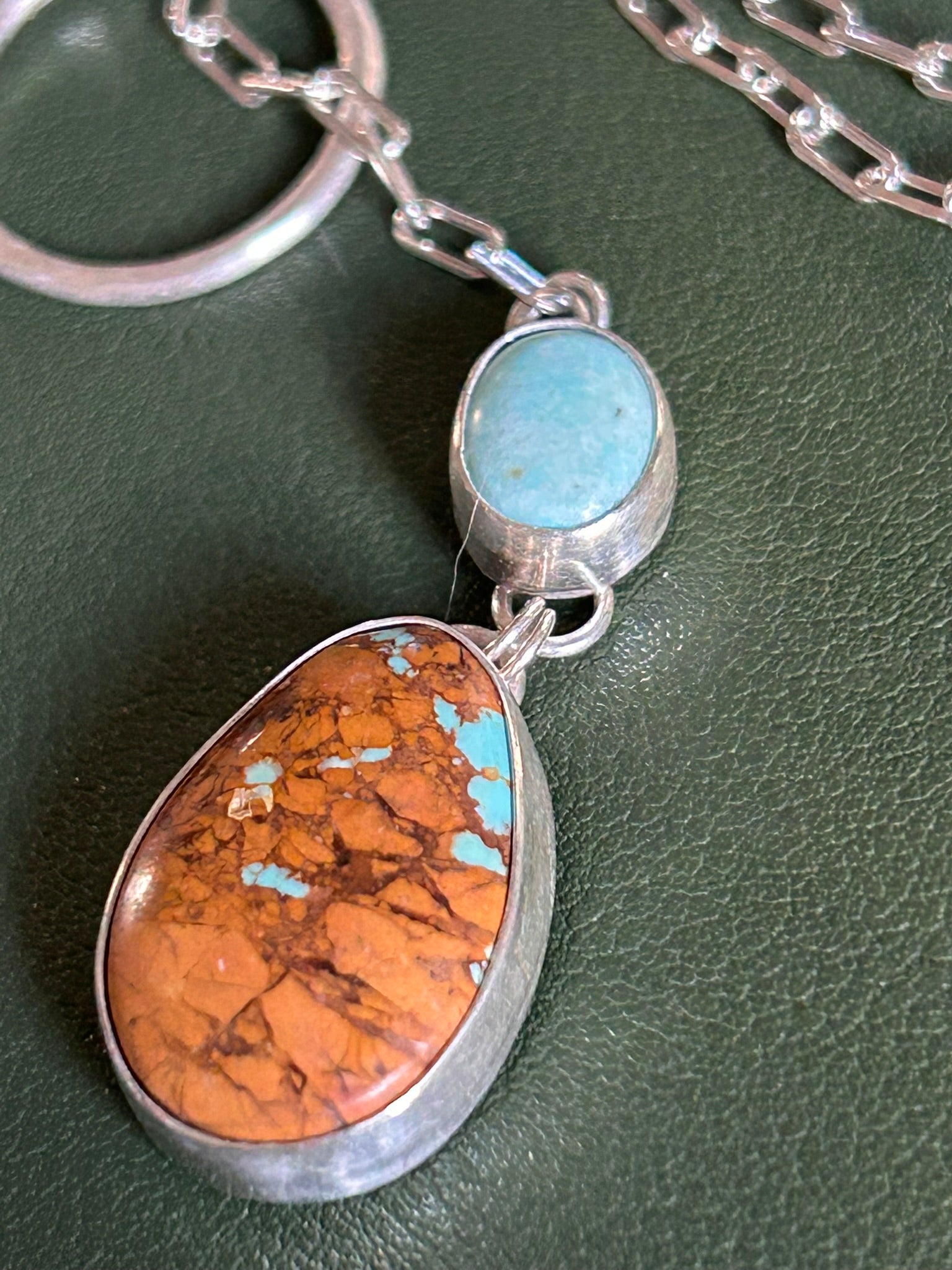 Pendant Toggle 18" Paperclip Chain Necklace (Royston & Kingman Turquoise)
