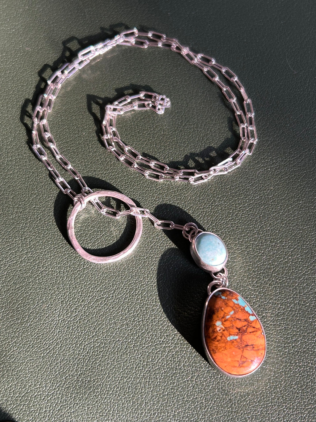 Pendant Toggle 18" Paperclip Chain Necklace (Royston & Kingman Turquoise)