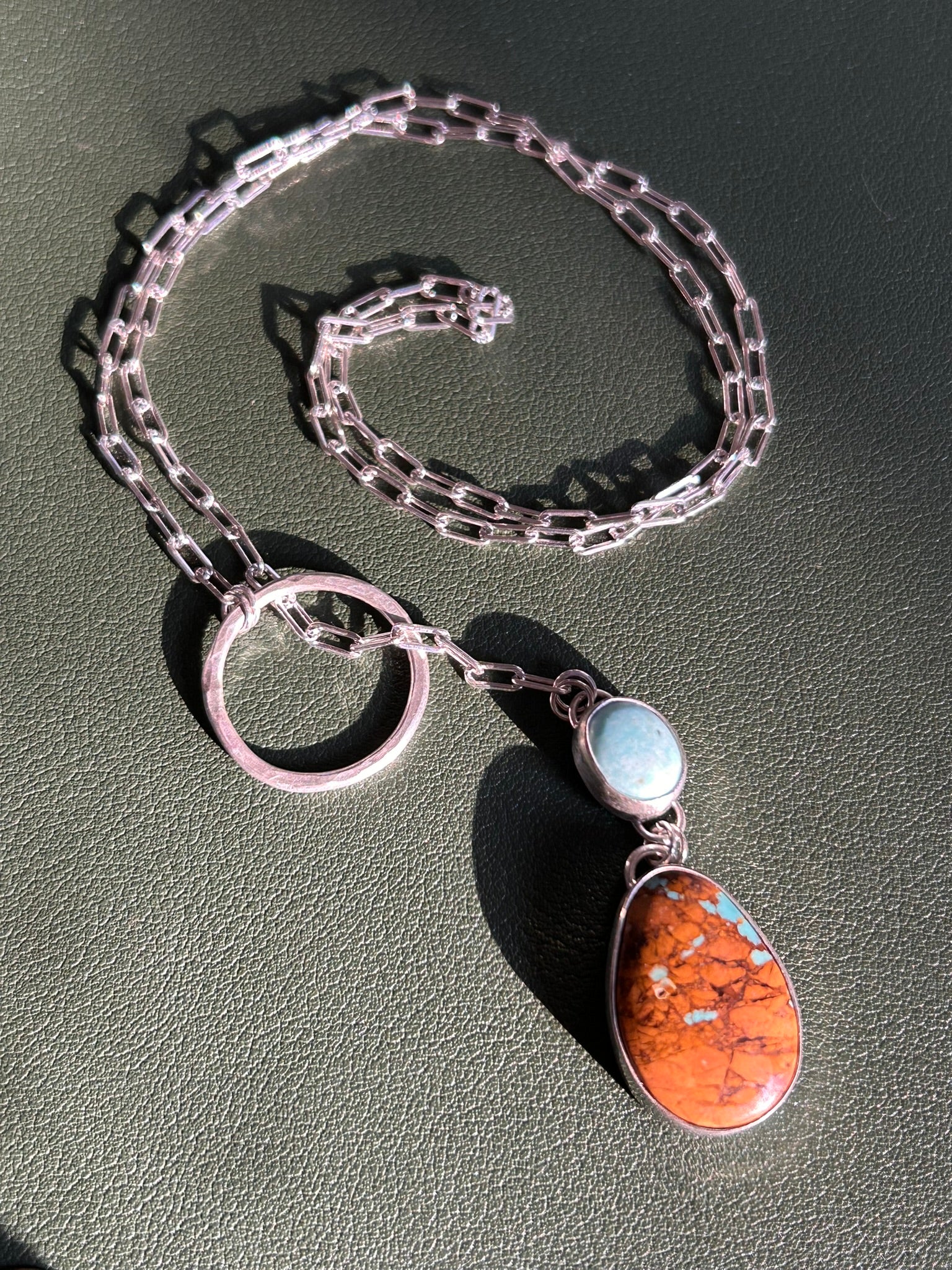 Pendant Toggle 18" Paperclip Chain Necklace (Royston & Kingman Turquoise)