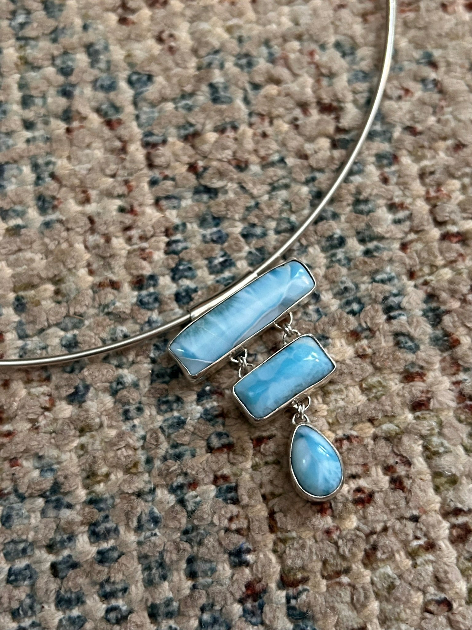 Tiered Pendant & Wire Choker (Larimar)