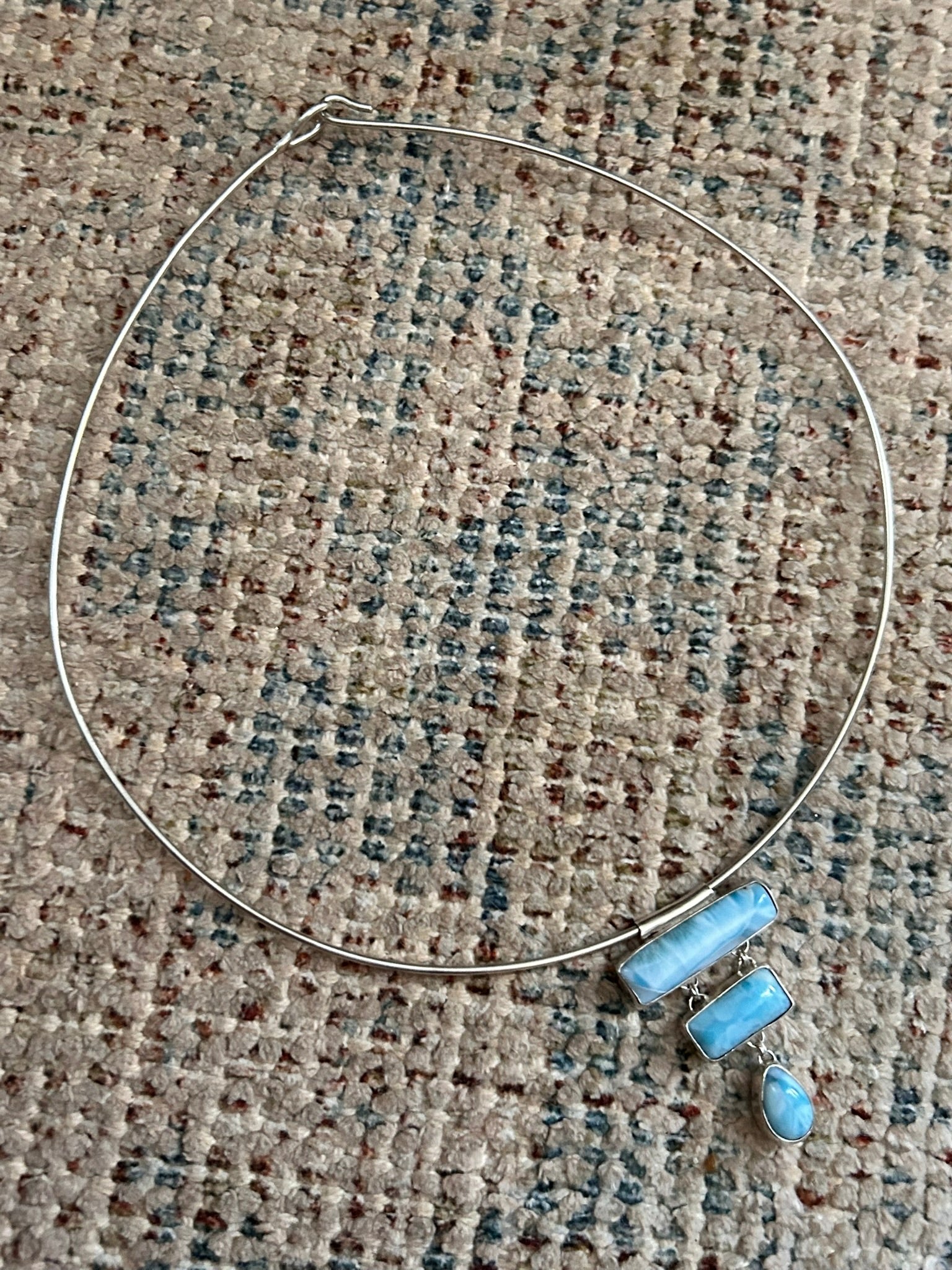 Tiered Pendant & Wire Choker (Larimar)