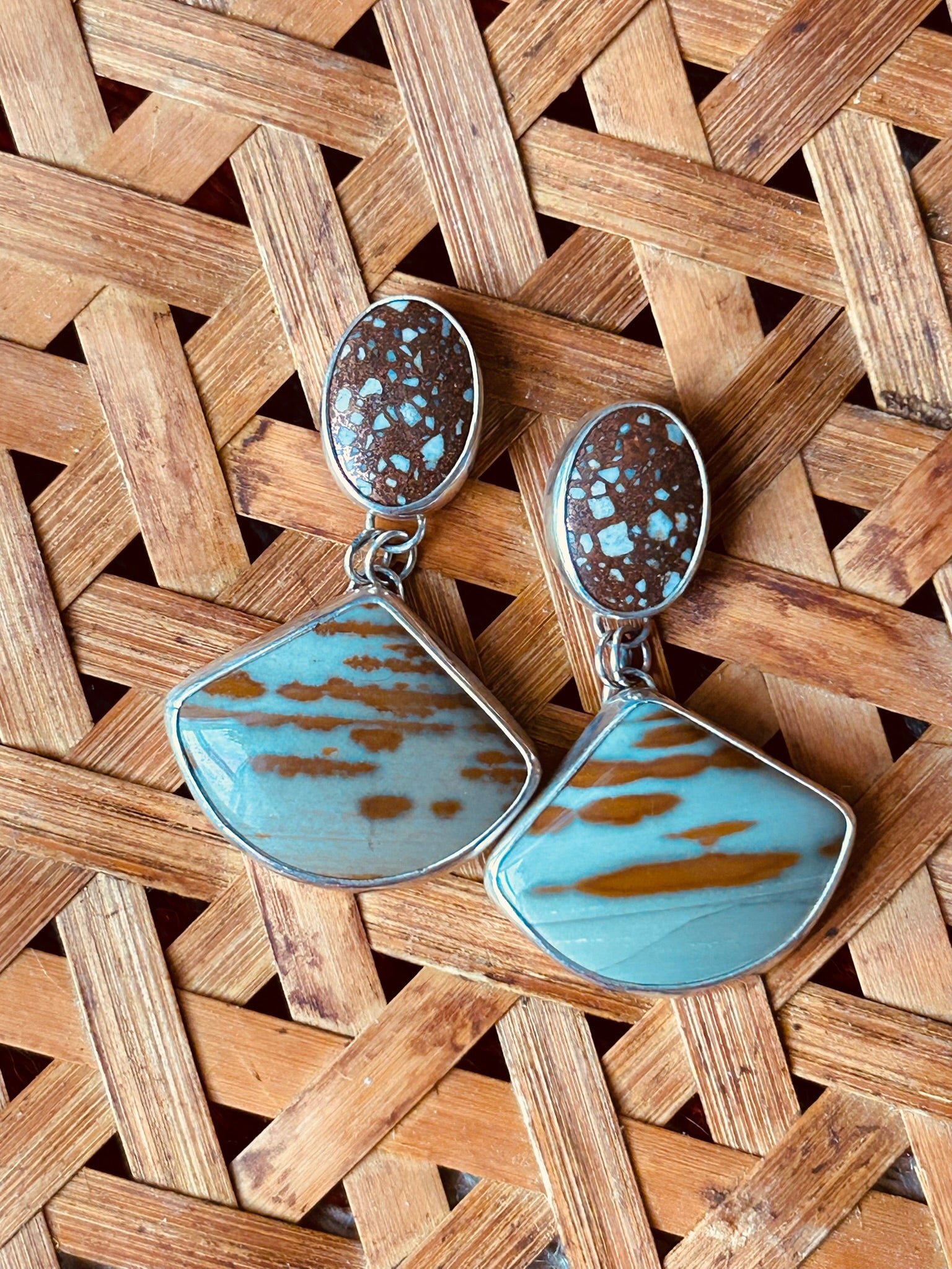 Stone Stud Drops (Copperstone & Owyhee Jasper)