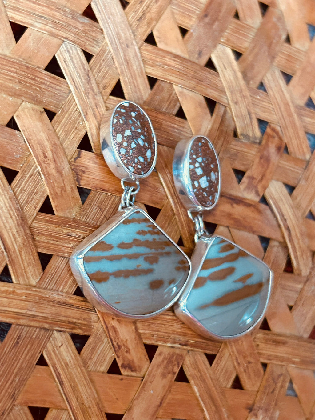 Stone Stud Drops (Copperstone & Owyhee Jasper)