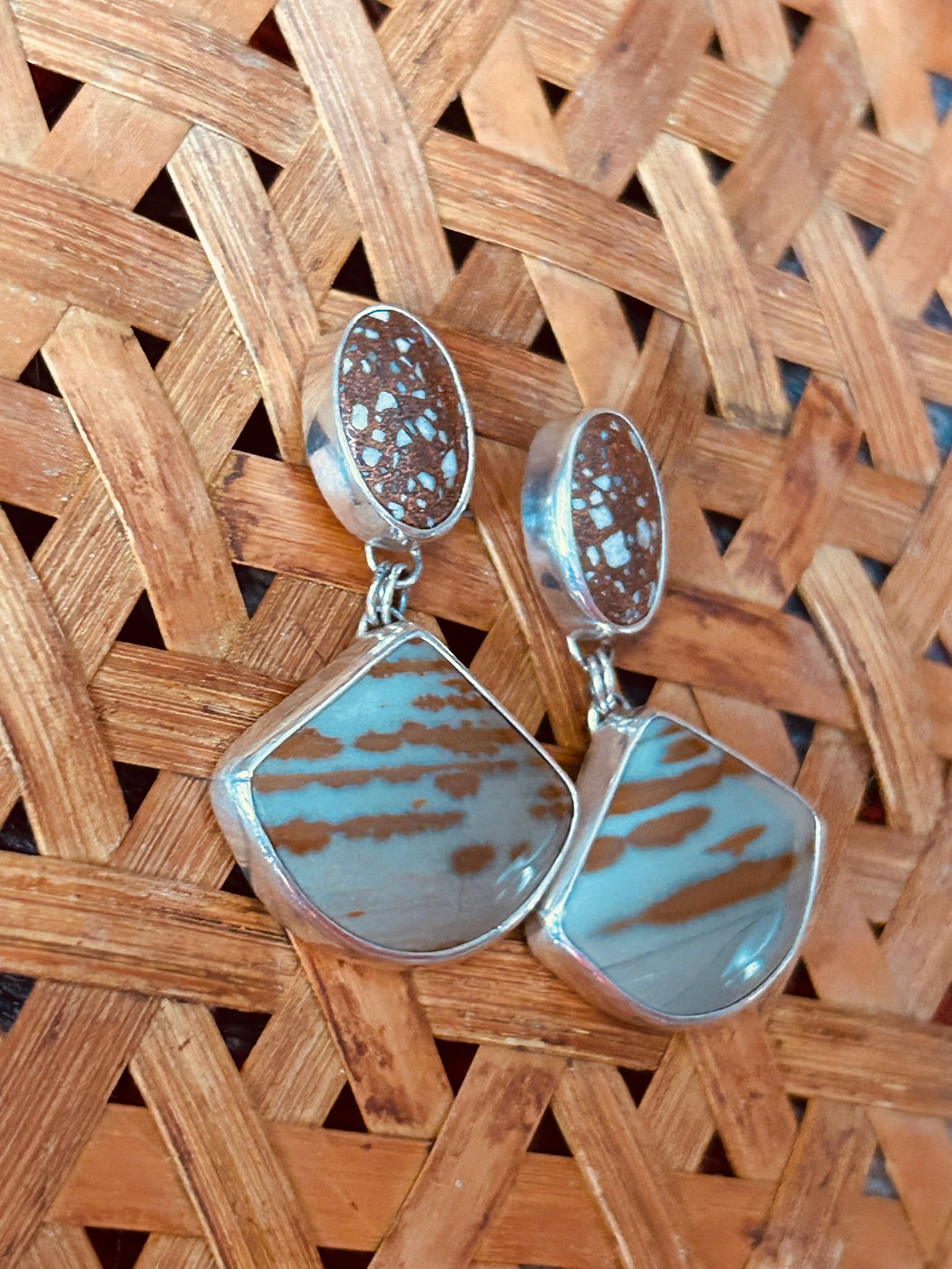 Stone Stud Drops (Copperstone & Owyhee Jasper)