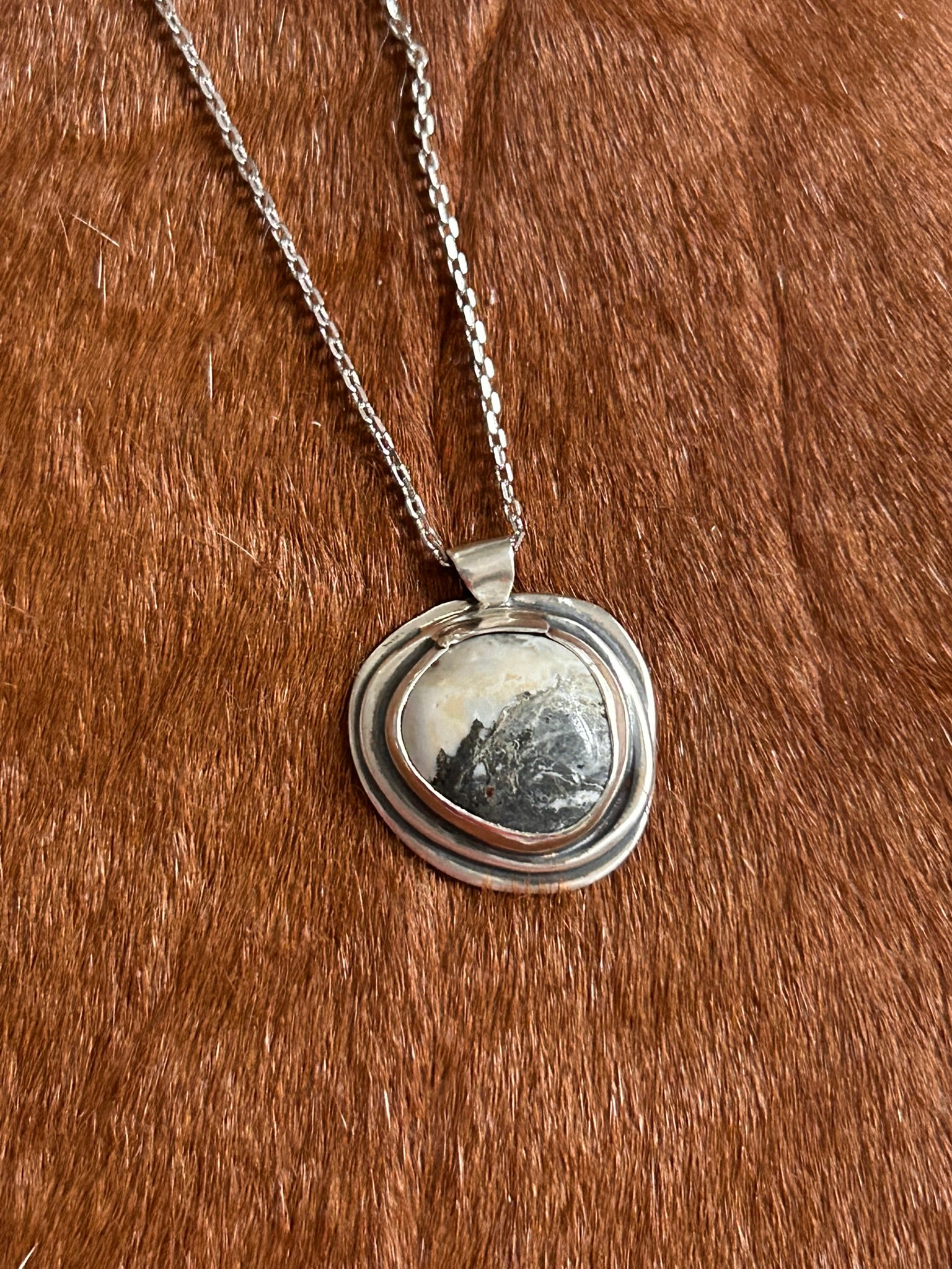 Stone Pendant & 18" Necklace (White Buffalo Turquoise)