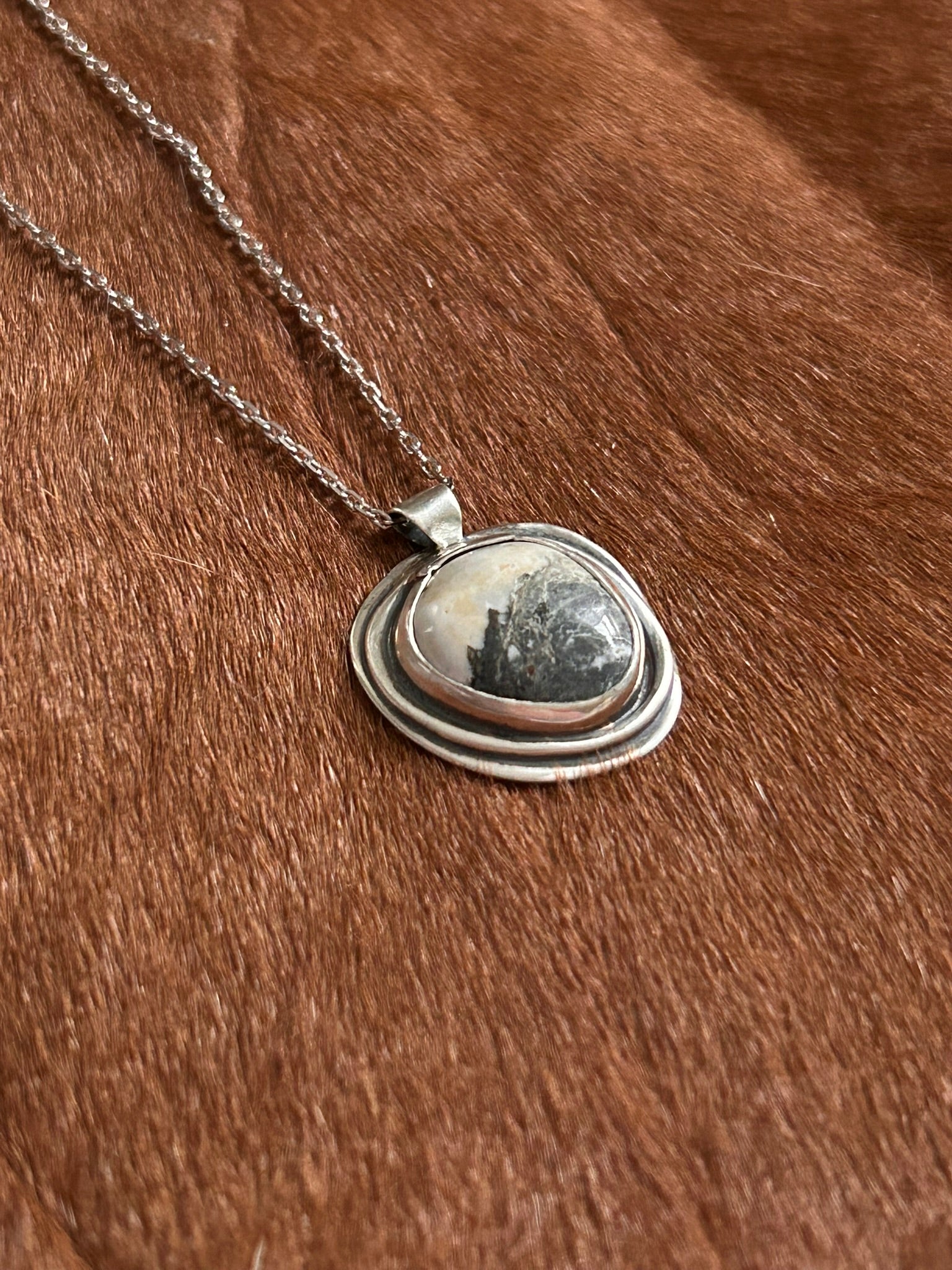Stone Pendant & 18" Necklace (White Buffalo Turquoise)