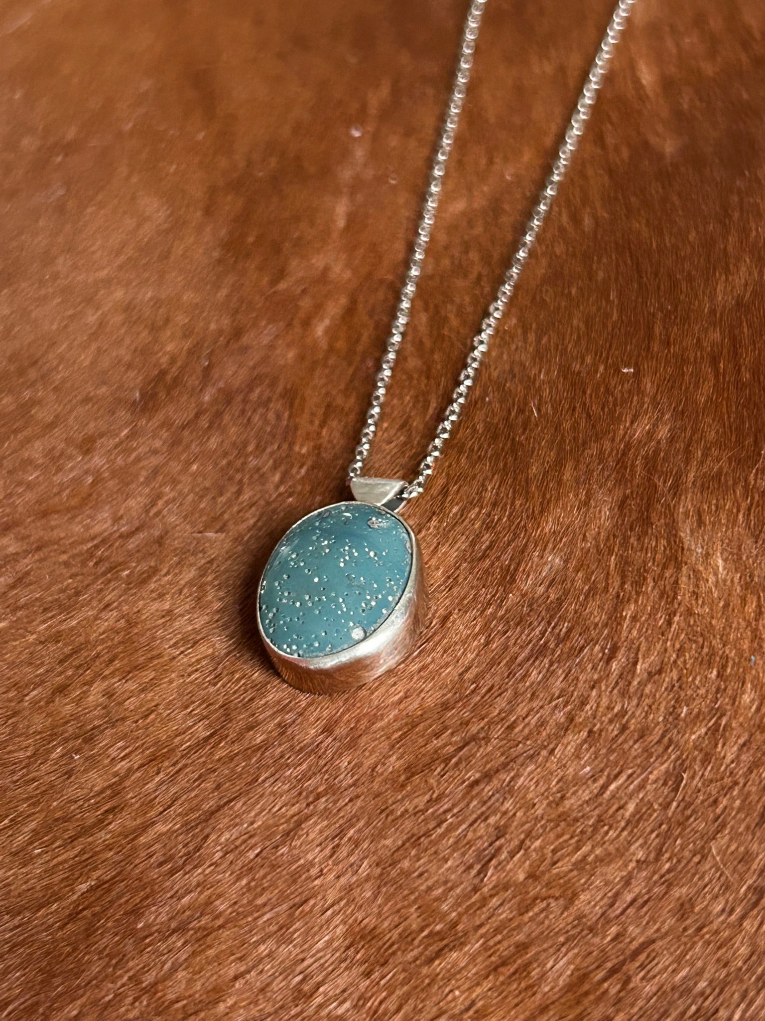 Stone Pendant & 18" Necklace (Leland Blue Stone)