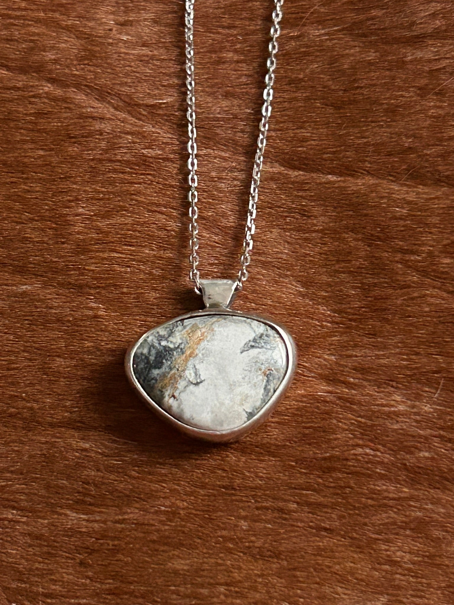 Stone Pendant & 18" Necklace (White Buffalo Turquoise)