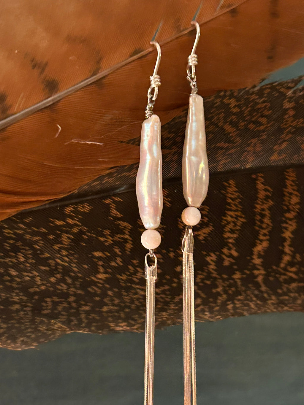 Pearl Duster Earrings (Freshwater Pearl & Sea Shell)