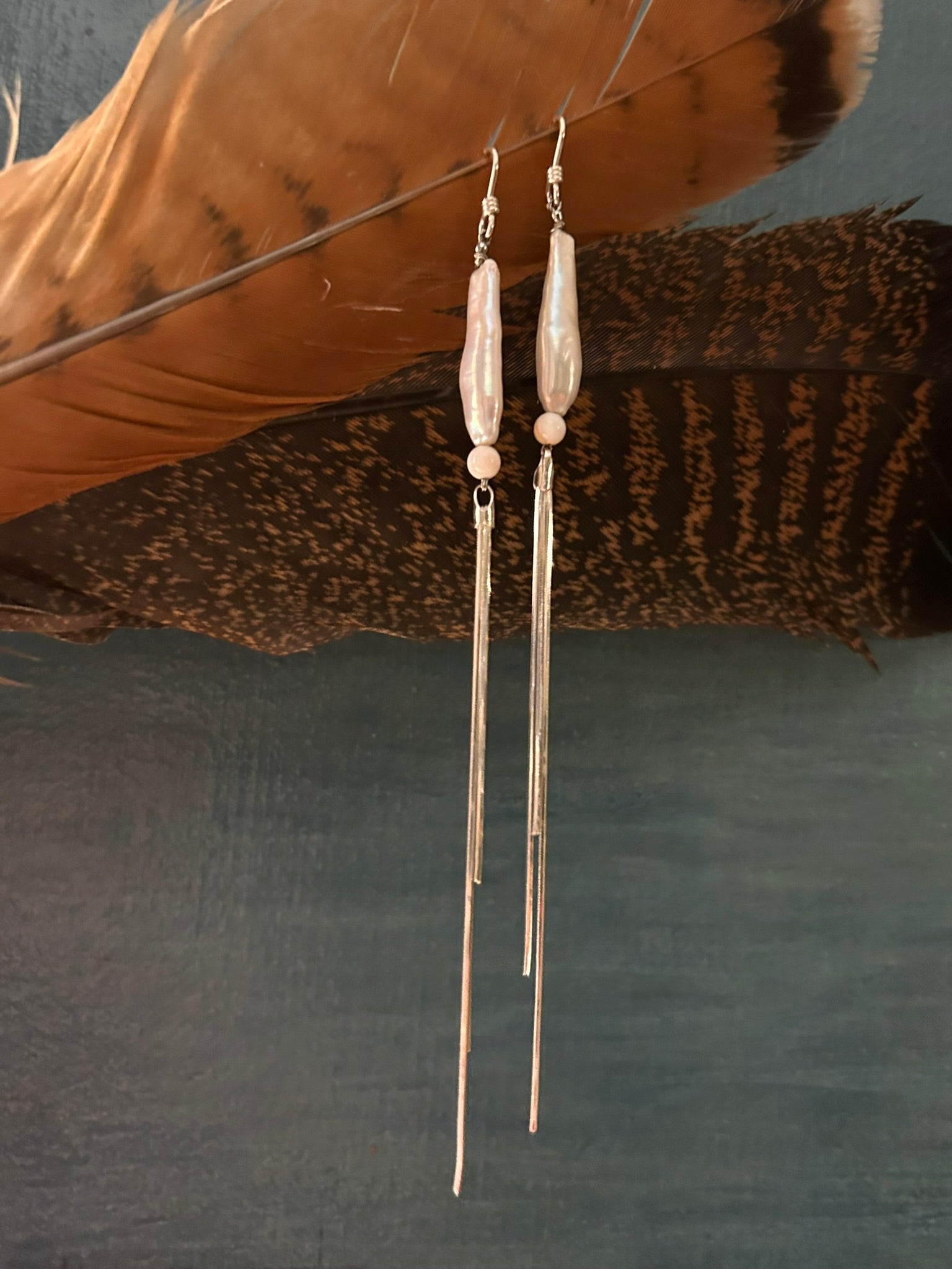 Pearl Duster Earrings (Freshwater Pearl & Sea Shell)