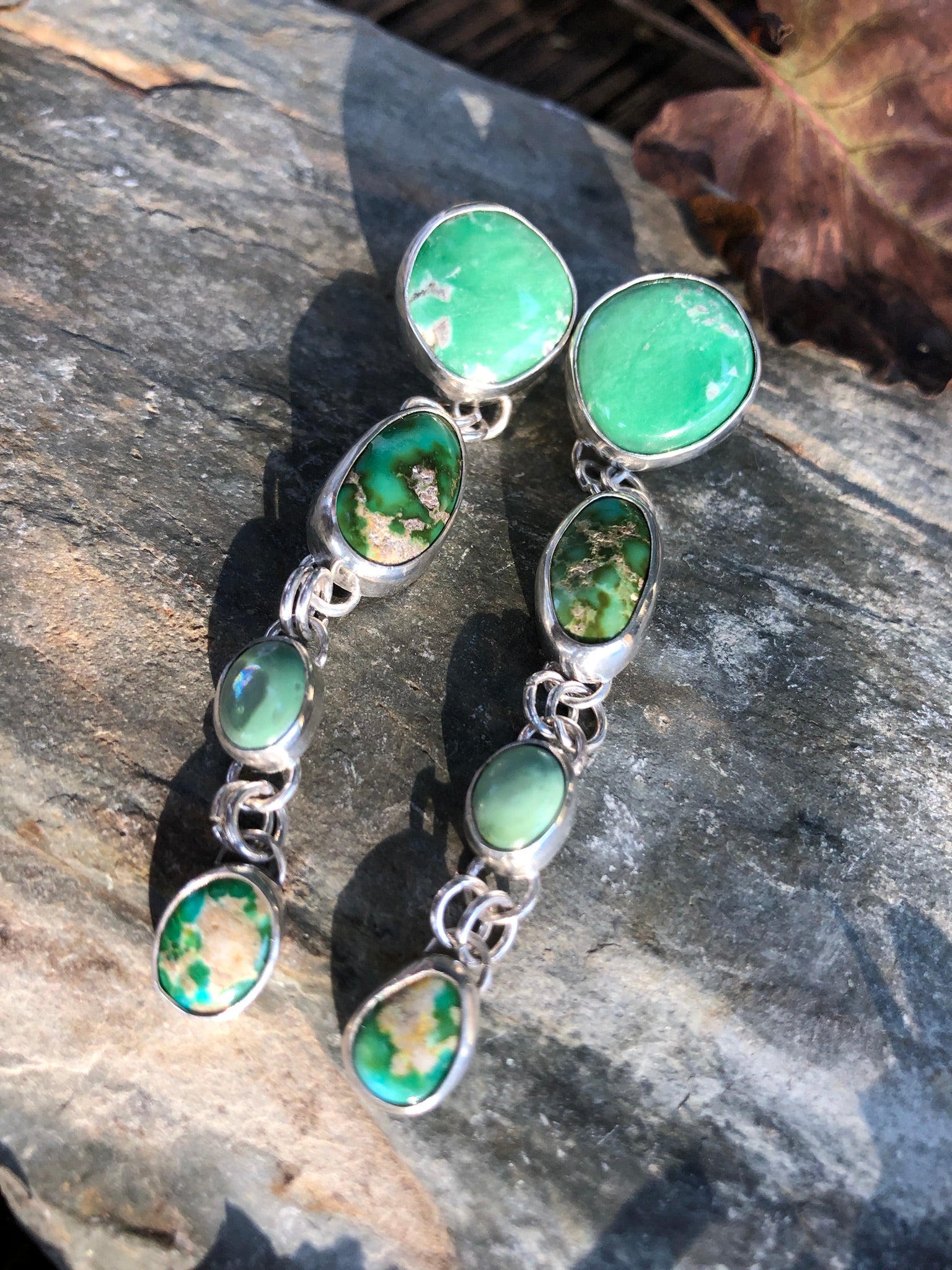 Cascading Earrings (Variscite and Sonoran Gold Turquoise)