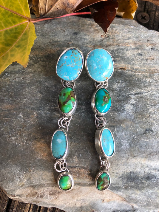 Land of Lakes Earrings (Mexican, Kingman, and Sonoran Gold Turquoise)