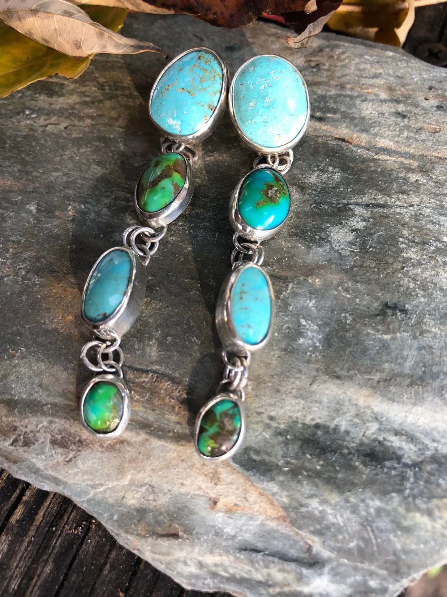 Land of Lakes Earrings (Mexican, Kingman, and Sonoran Gold Turquoise)