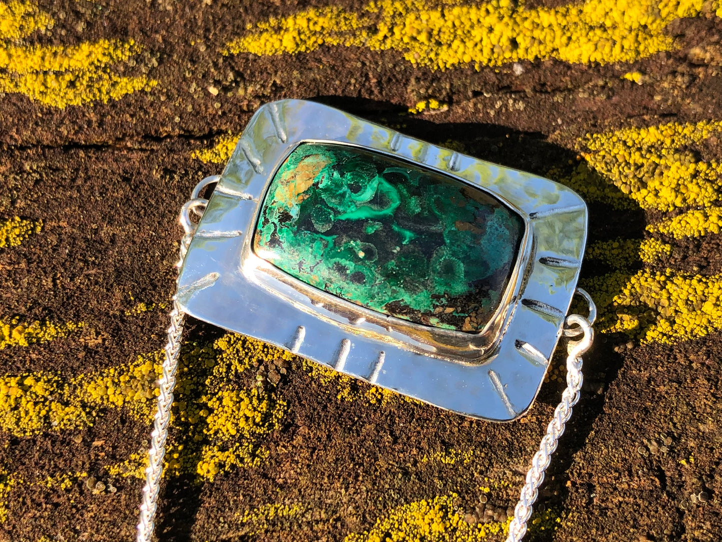 Stamped Rockhound Adjustable Bracelet (Azurite Malachite)