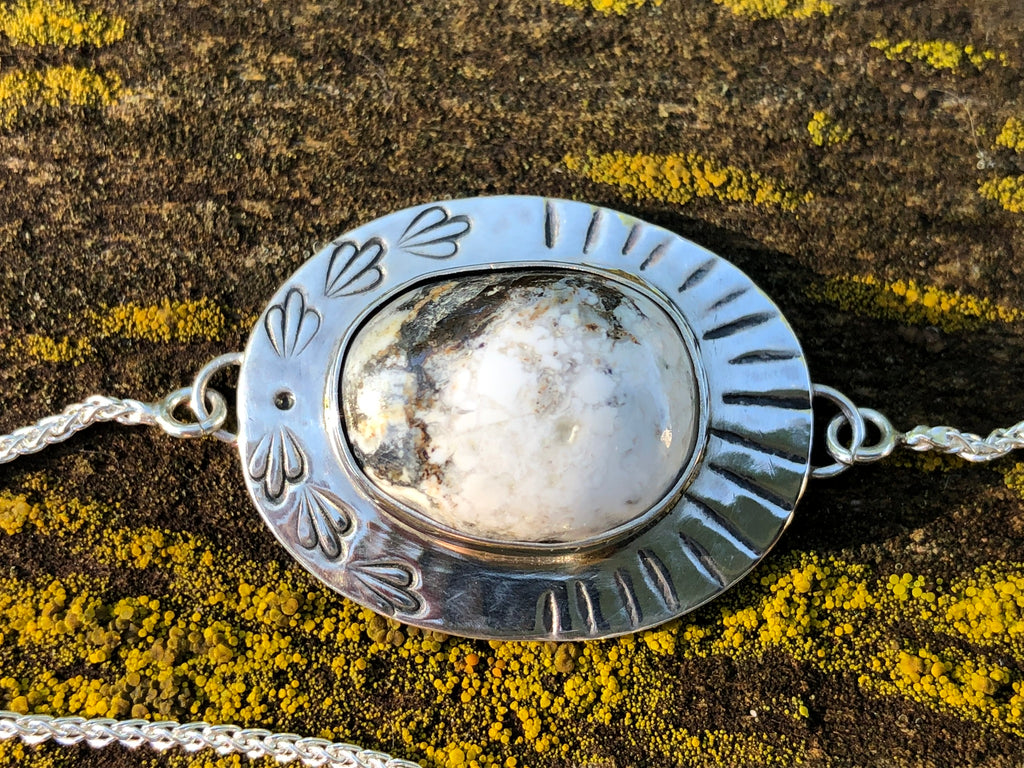 Stone Adjustable Bracelet (White Buffalo)