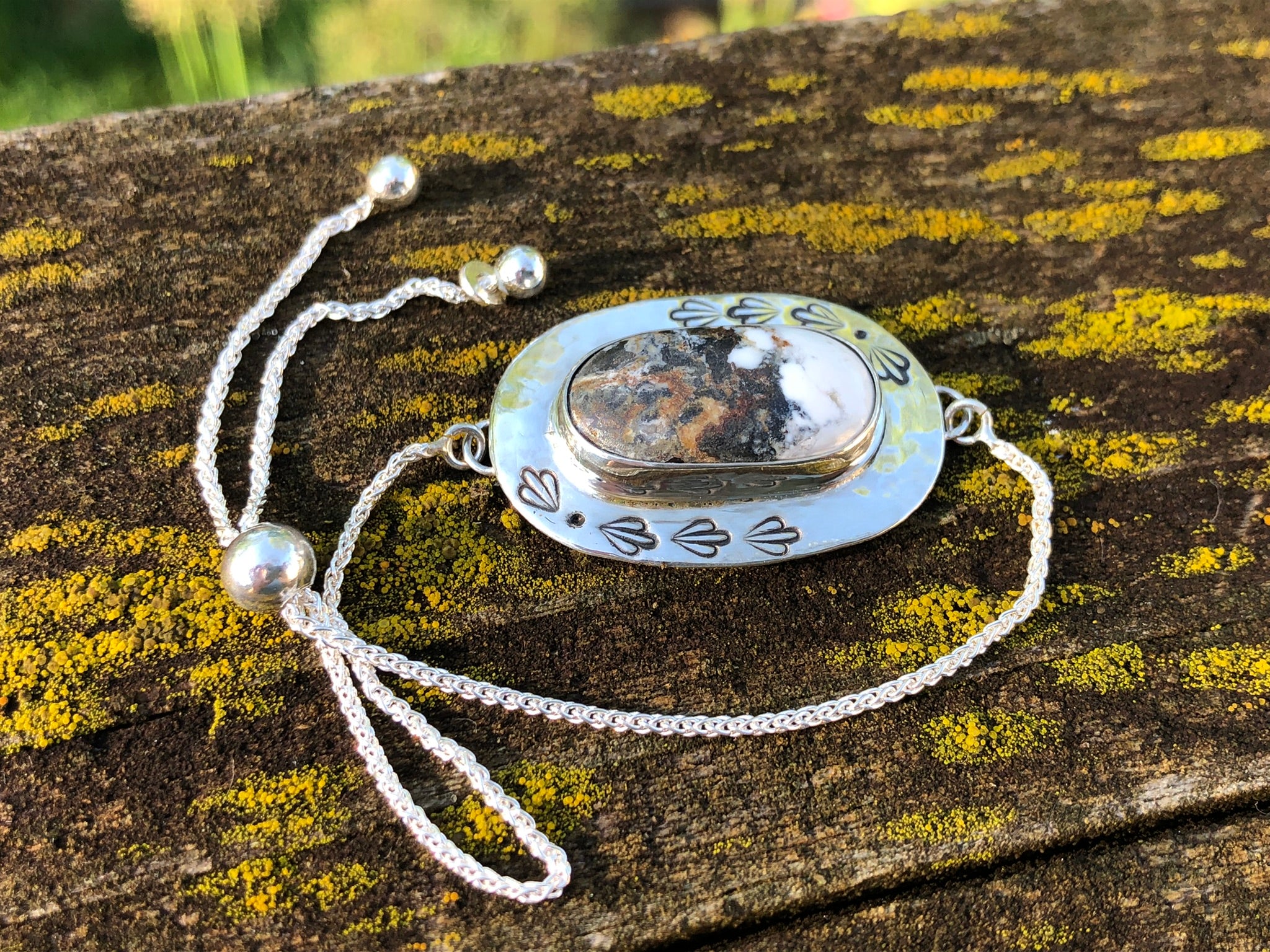 Stone Adjustable Bracelet (White Buffalo)