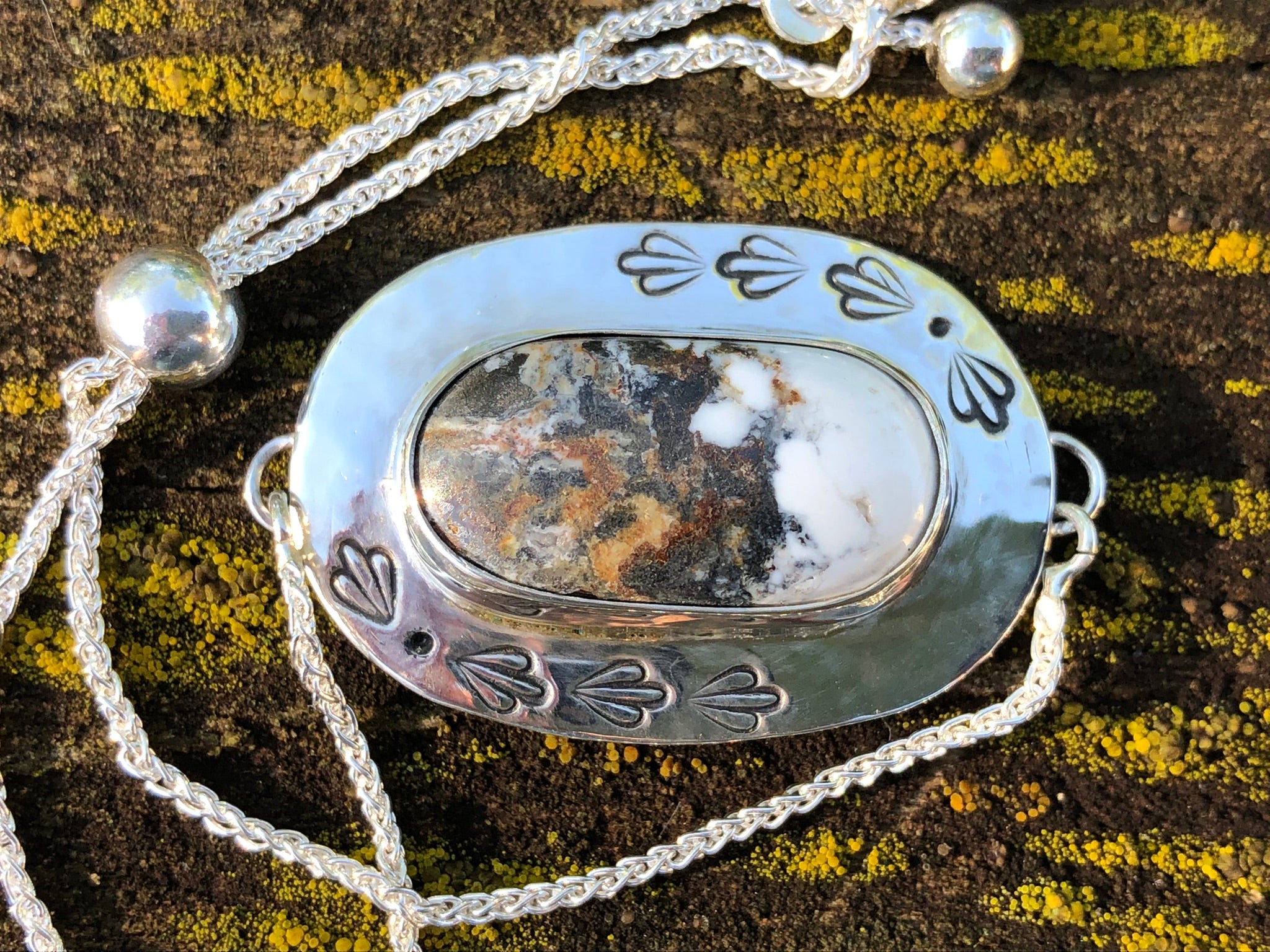 Stone Adjustable Bracelet (White Buffalo)